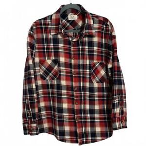 Richie Le Collection Flannel Plaid Button Up Cotton Shirt Men’s Size Medium